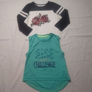 Garanimals Champion Shirts Girls 5T Green White Black Long Sleeve Tee & Tank Top